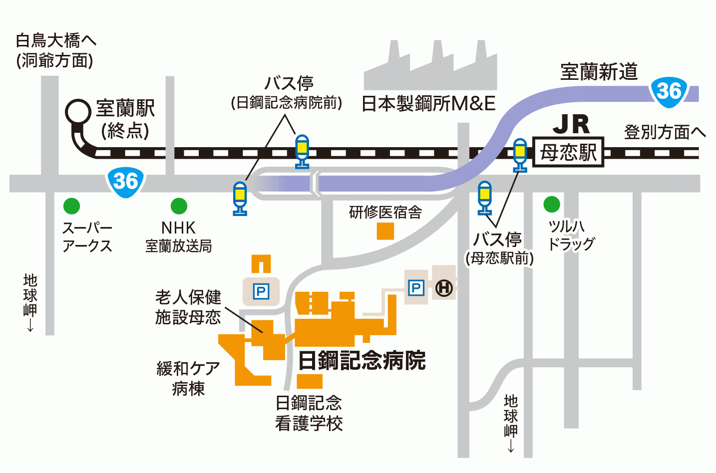 病院までのアクセスマップ